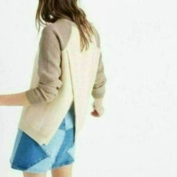 Madewell Province Women's Small Cream Tan Honeycomb Knit Crewneck Sweater - Picture 2 of 10